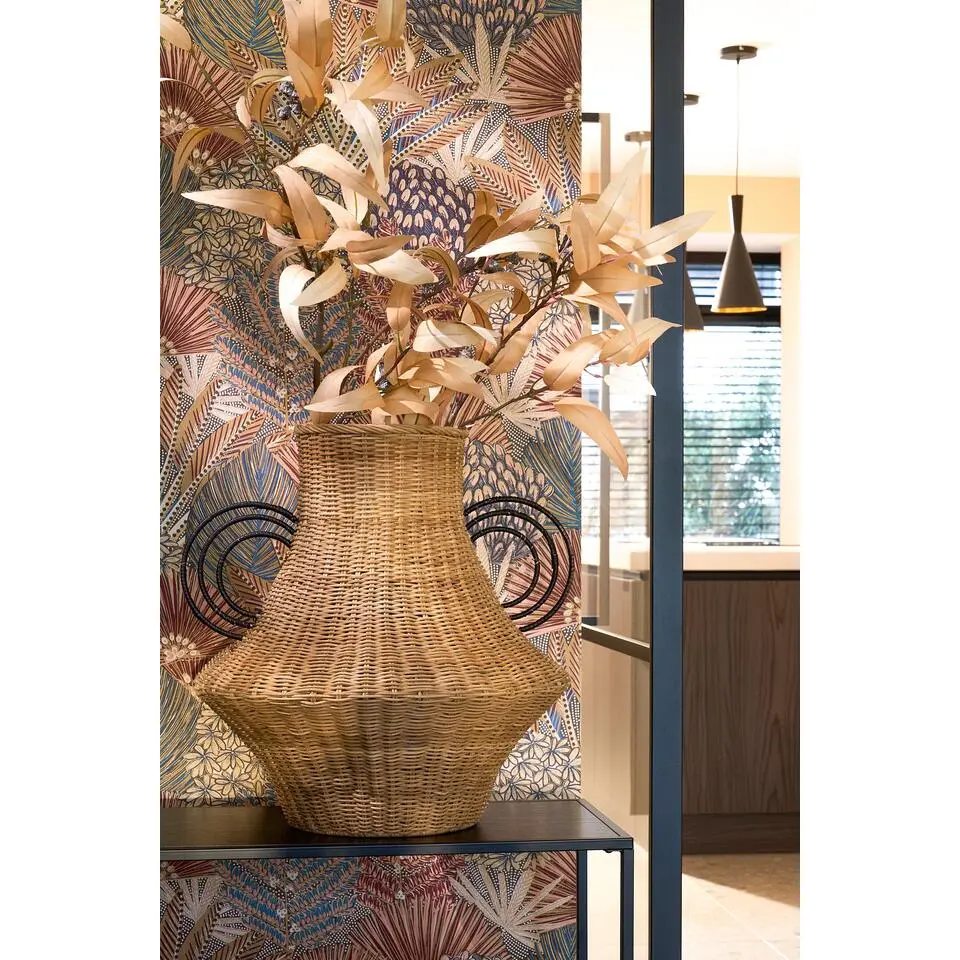 Mica Decorations Fabiola Decoratie Vaas - H43 x &Oslash;30 cm - Rotan - Bruin