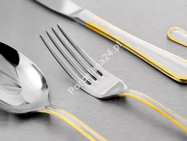 Komplet sztućców 24 cz. na 6 sób Pintinox 1929 - Filet (2.5 mm) złocone 23.FILG.K24