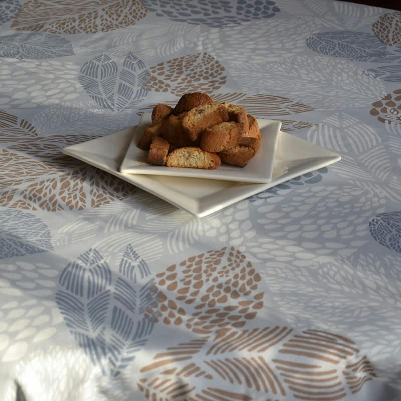 FEUILLES - Nappe enduite carrée 160 x 160 cm beige