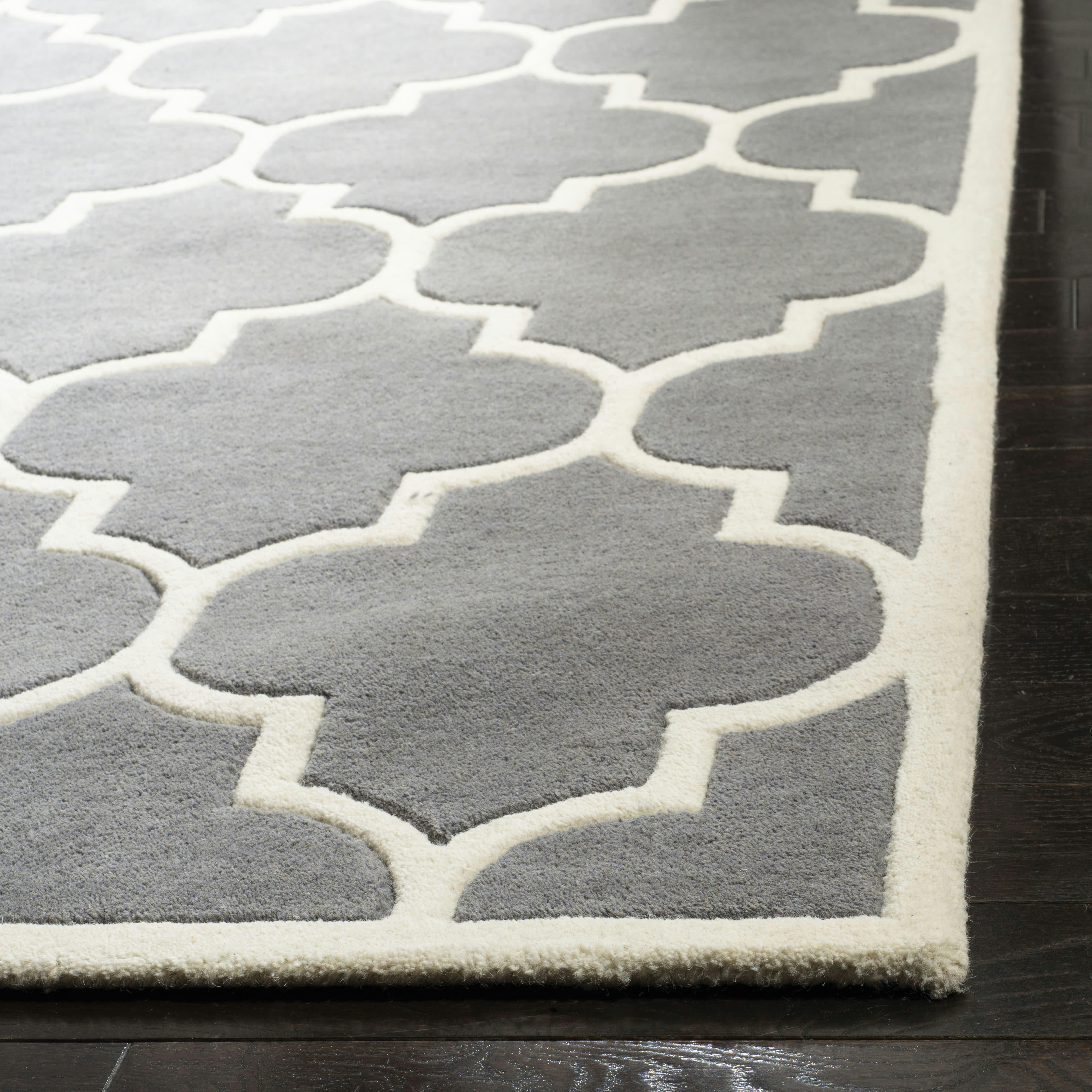 CHATHAM - Tapis de salon interieur en  gris fonce & ivoire, 69 x 213 cm