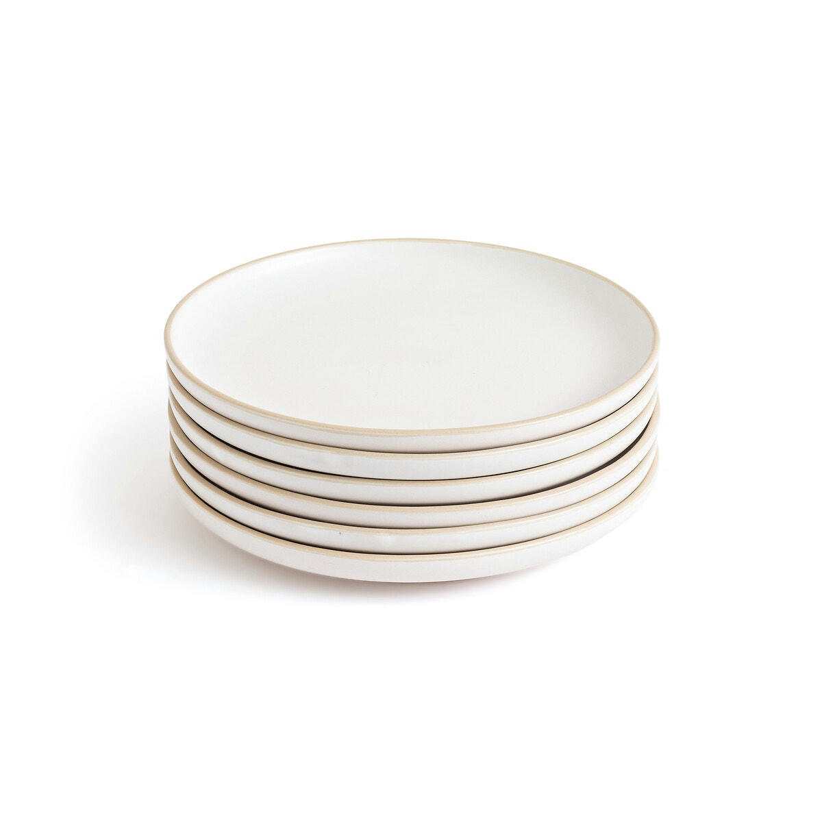 Lot de 6 assiettes à dessert, grès mat, Nordik