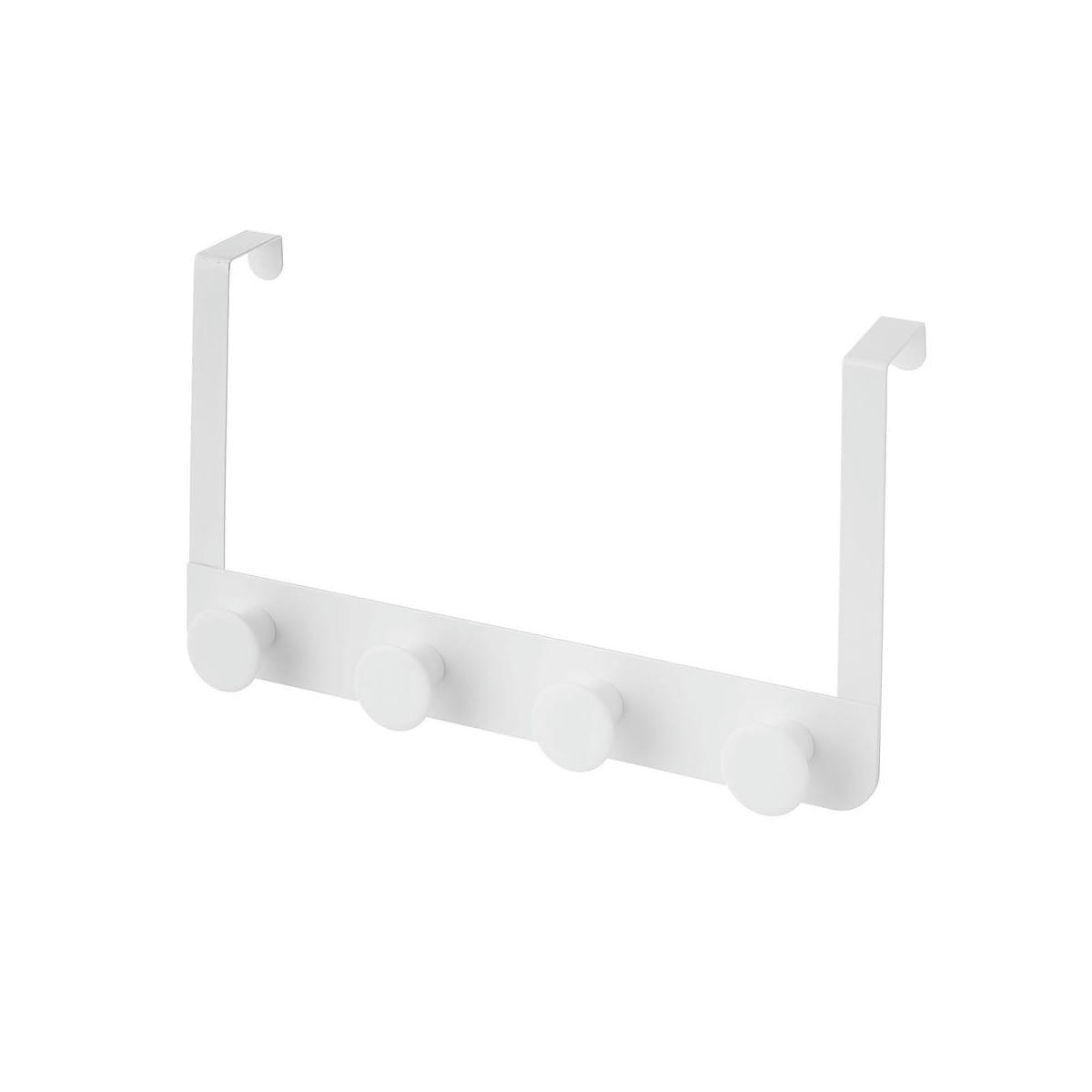 MÉTAL - Portemanteau de porte 4 crochets en métal et ABS blanc 35x8,5x20cm