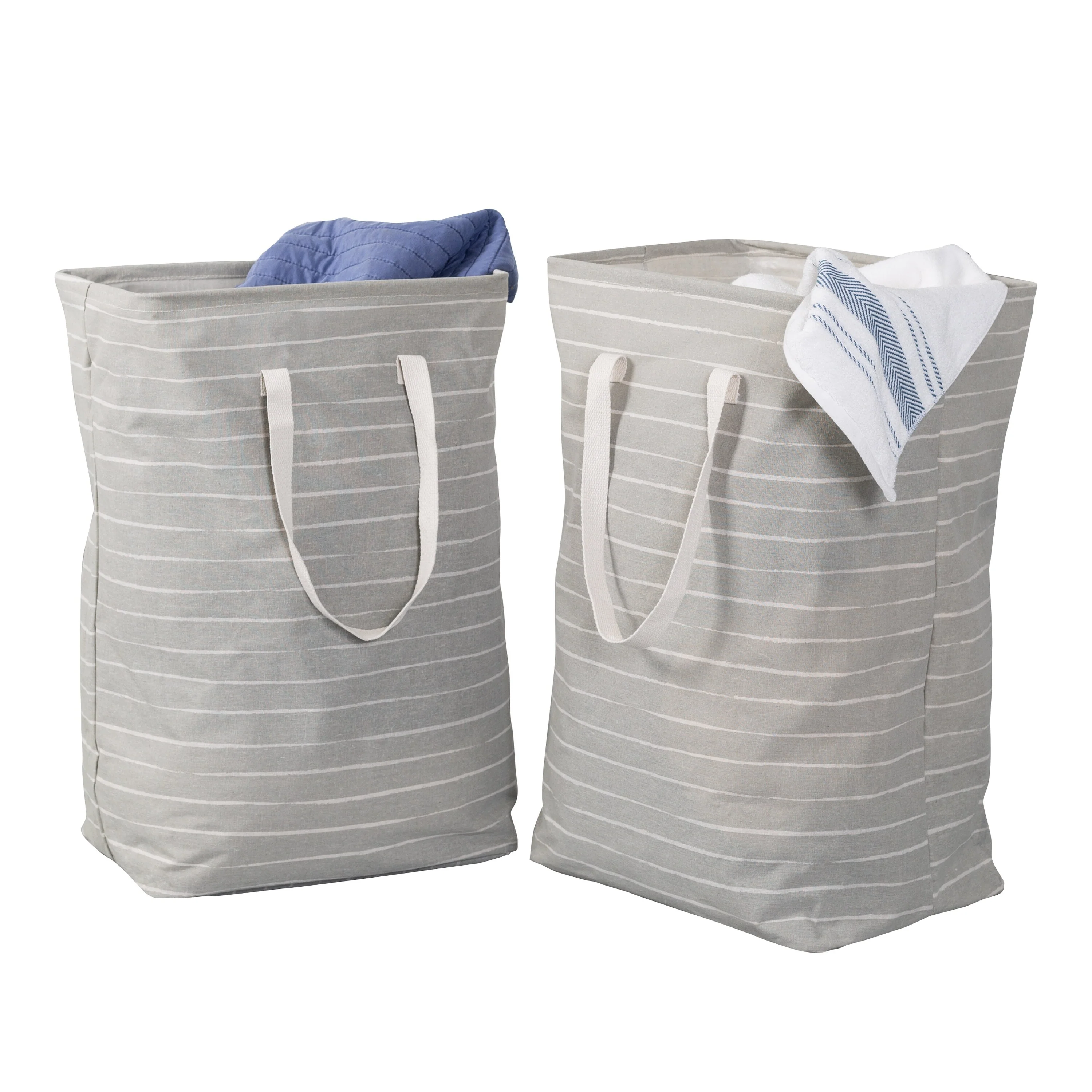 Honey-Can-Do Set of 2 Gray Folding Laundry Hampers with Handles