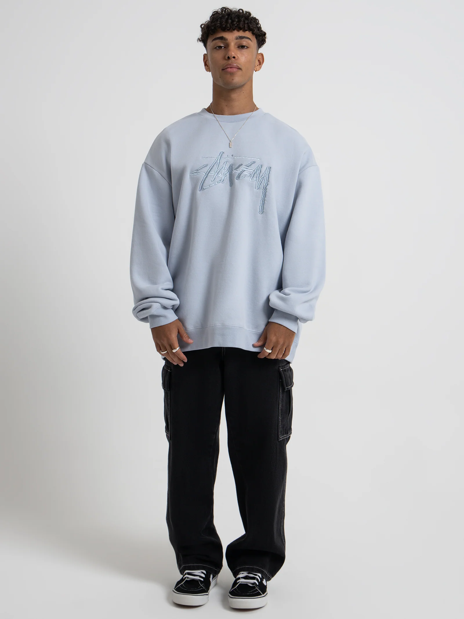 Solid Stock Embroidered Crew Sweater
