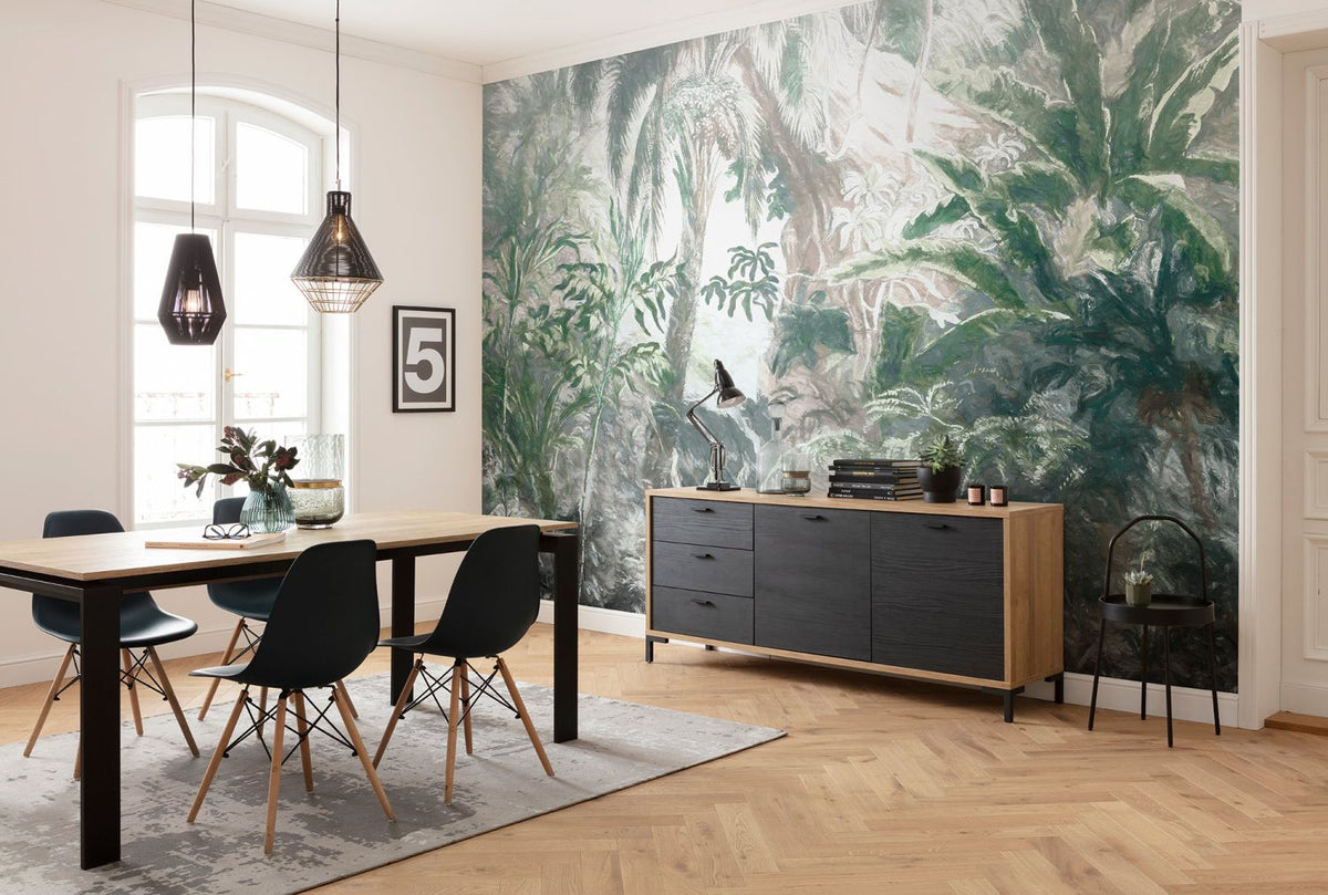 Komar fotobehang jungle-motief groen en grijs - 350 x 250 cm - 610014
