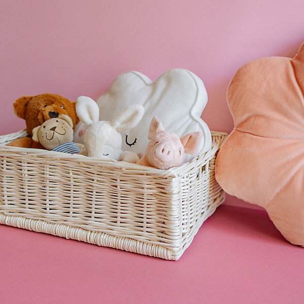 Creative Home Panier De Rangement En Osier Blanc 40 x 30 x 16 cm - Petit Panier Tressé Pour Salle De Bain Cuisine Maison