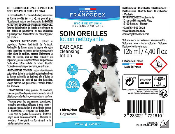Nettoyant oreilles chien et chat 125ml