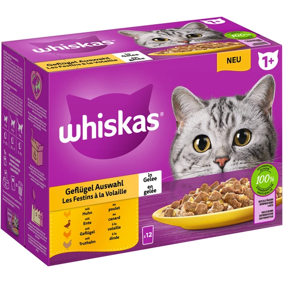 Katzen-Nassfutter, Geflügel, 12 Stück à 85g, senior
