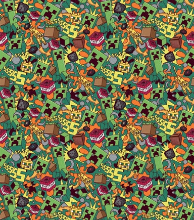 Minecraft Action Blast Cotton Fabric