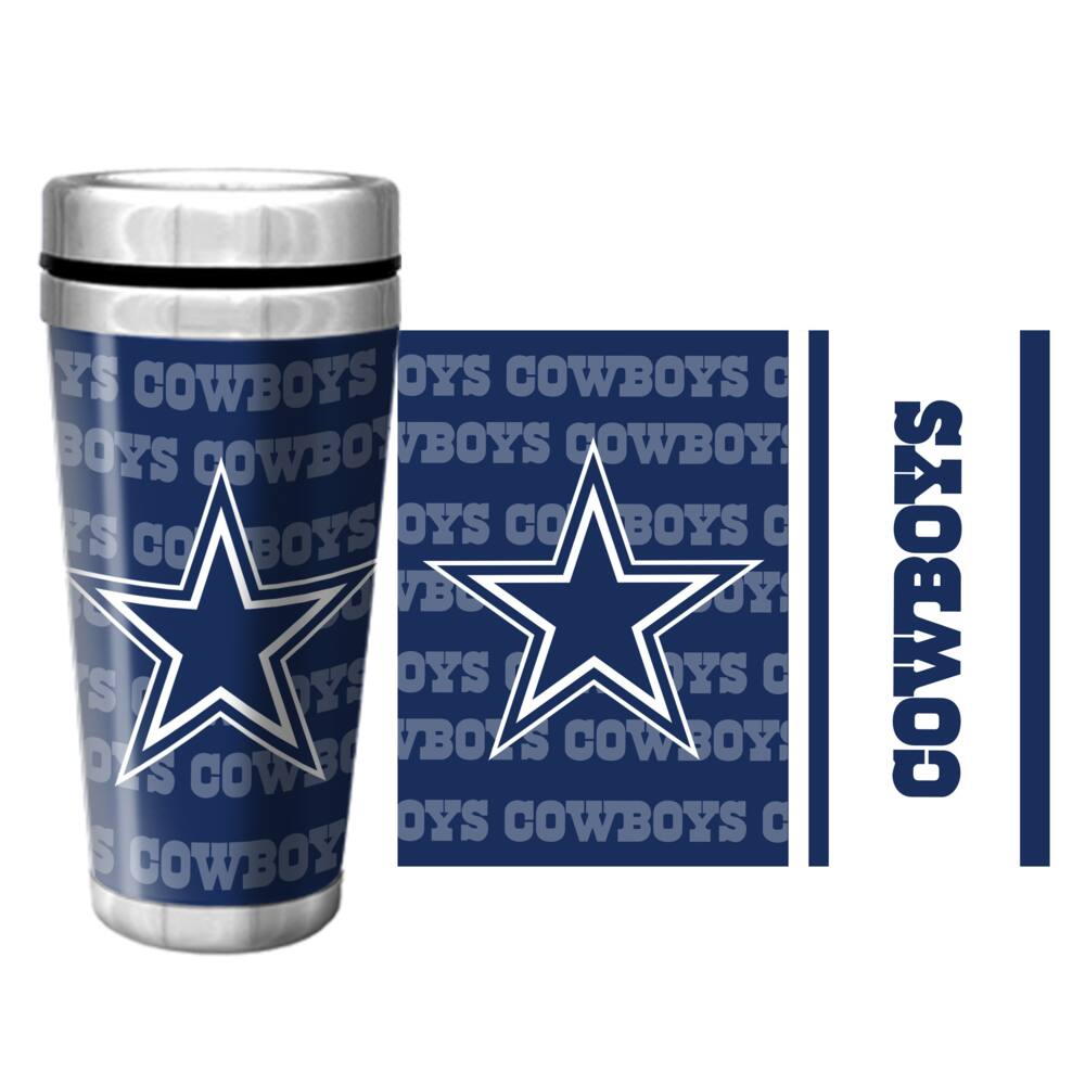 NFL Dallas Cowboys Insulated Stainless Steel Reusable Travel Mug/Tumbler Cup For Hot/Cold Drinks, 16-oz