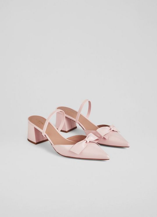 Cadence Pink Patent Bow-Front Slingbacks