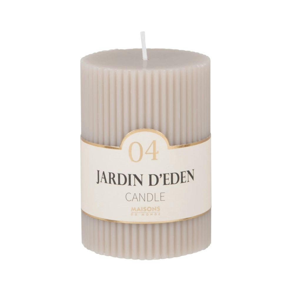 COLORAMA - Bougie striée parfumée taupe H10, 340g