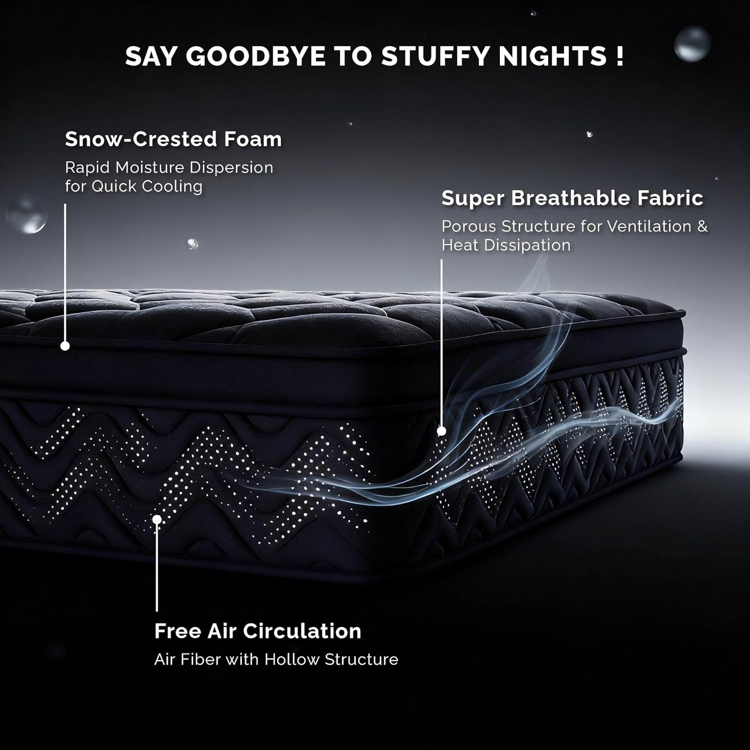 Premium 12 Inch King Mattress - Black Diamond Quilted, Individual Pocket Spring & Memory Foam Top, Cooling & Pressure Relief, Bed in a Box