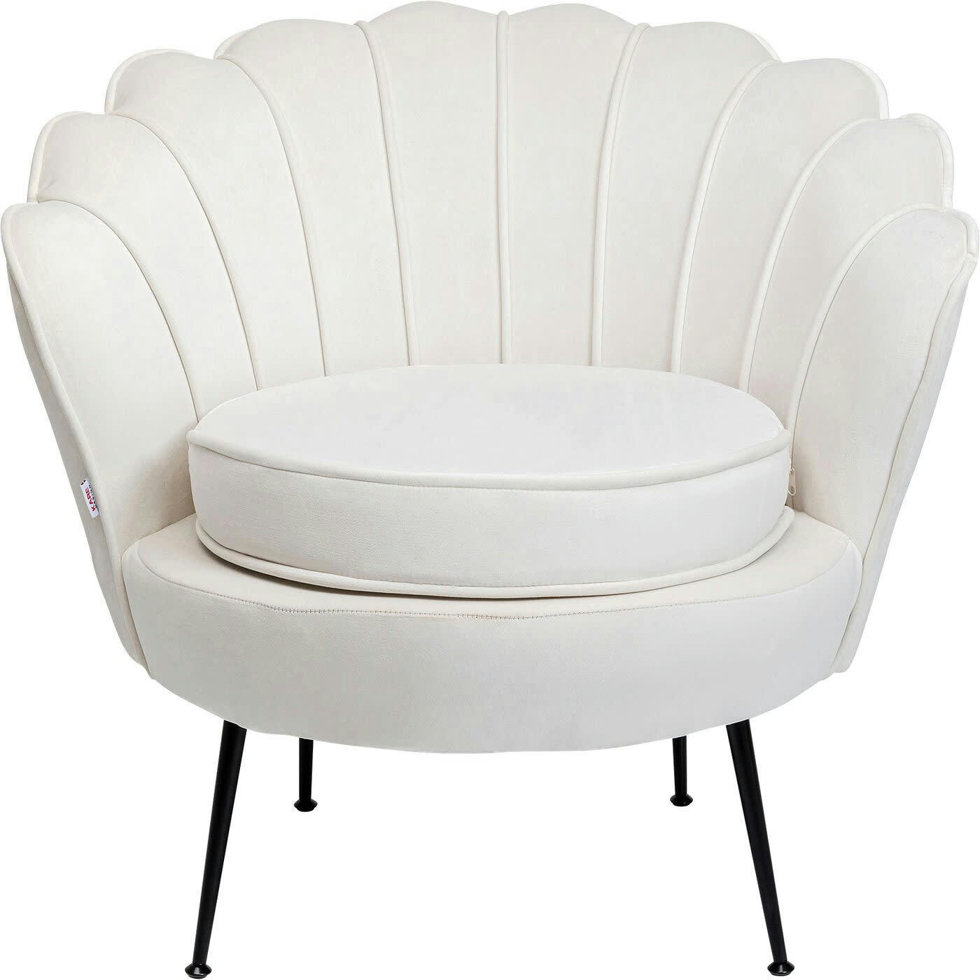 WATER LILY - Fauteuil Water Lily velours écru et acier noir Kare Design