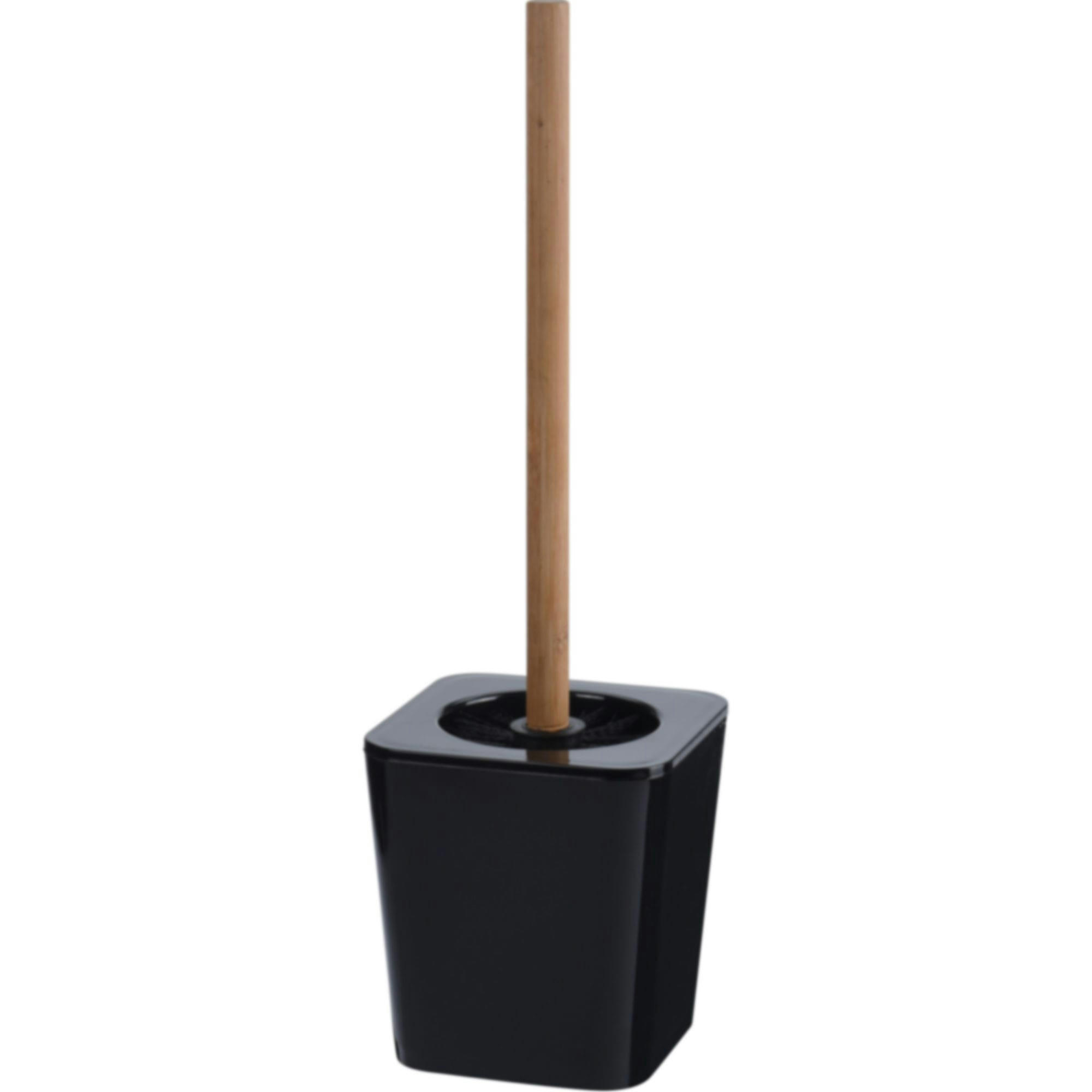 - Brosse WC plastique noir et bambou