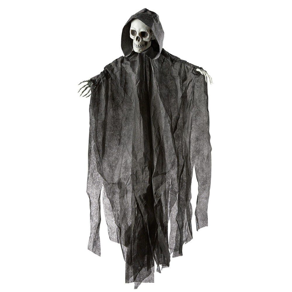 Décoration Halloween XL tête de mort fantôme à suspendre H100cm (2 modèles)
