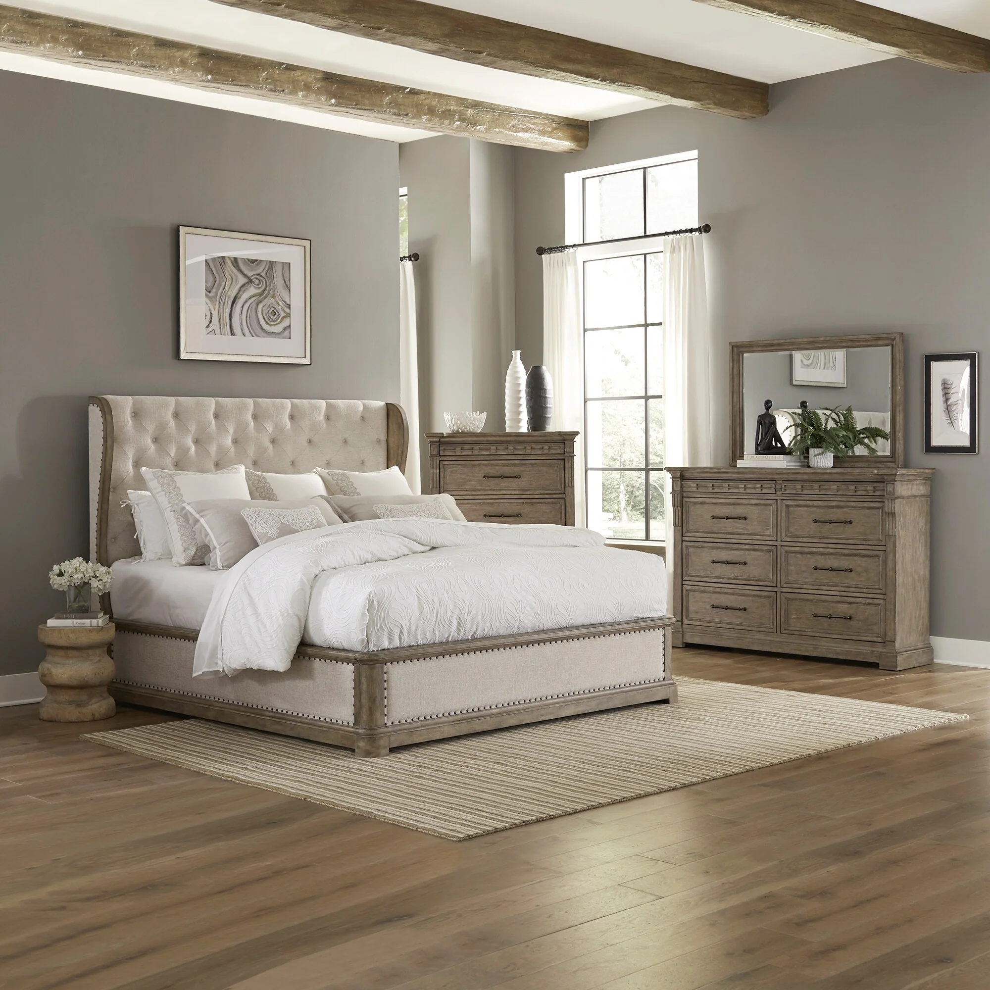 Liberty Furniture Town & Country Shelter Bed, Dresser & Mirror, Chest, Night Stand - King or Queen