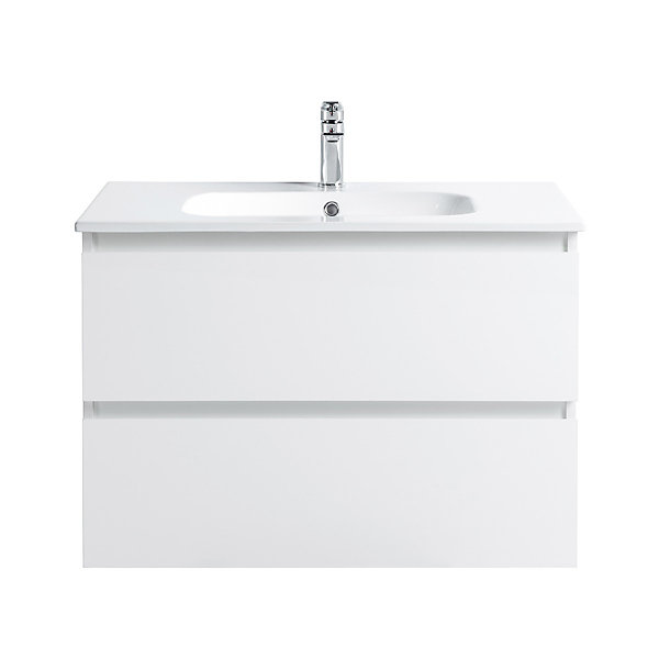 Pack Meuble prémonté 80 blanc-Vasque céramique-Robinet chromé-Miroir RIMA - bain-bain