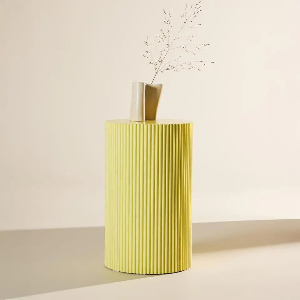 Nest living Asa Houten Bijzettafel Geel - &Oslash; 31 cm