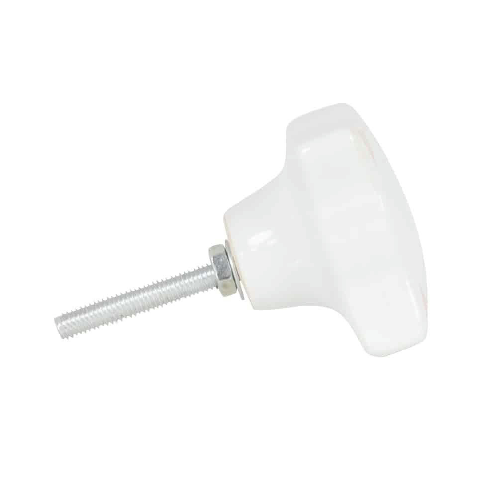 - Bouton de porte en céramique blanche et rose