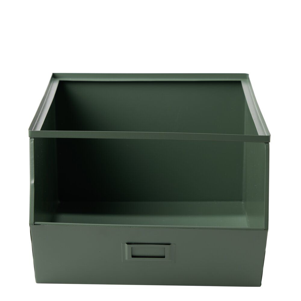 Bac superposable en métal vert - L33 x l25 x H28,5 cm