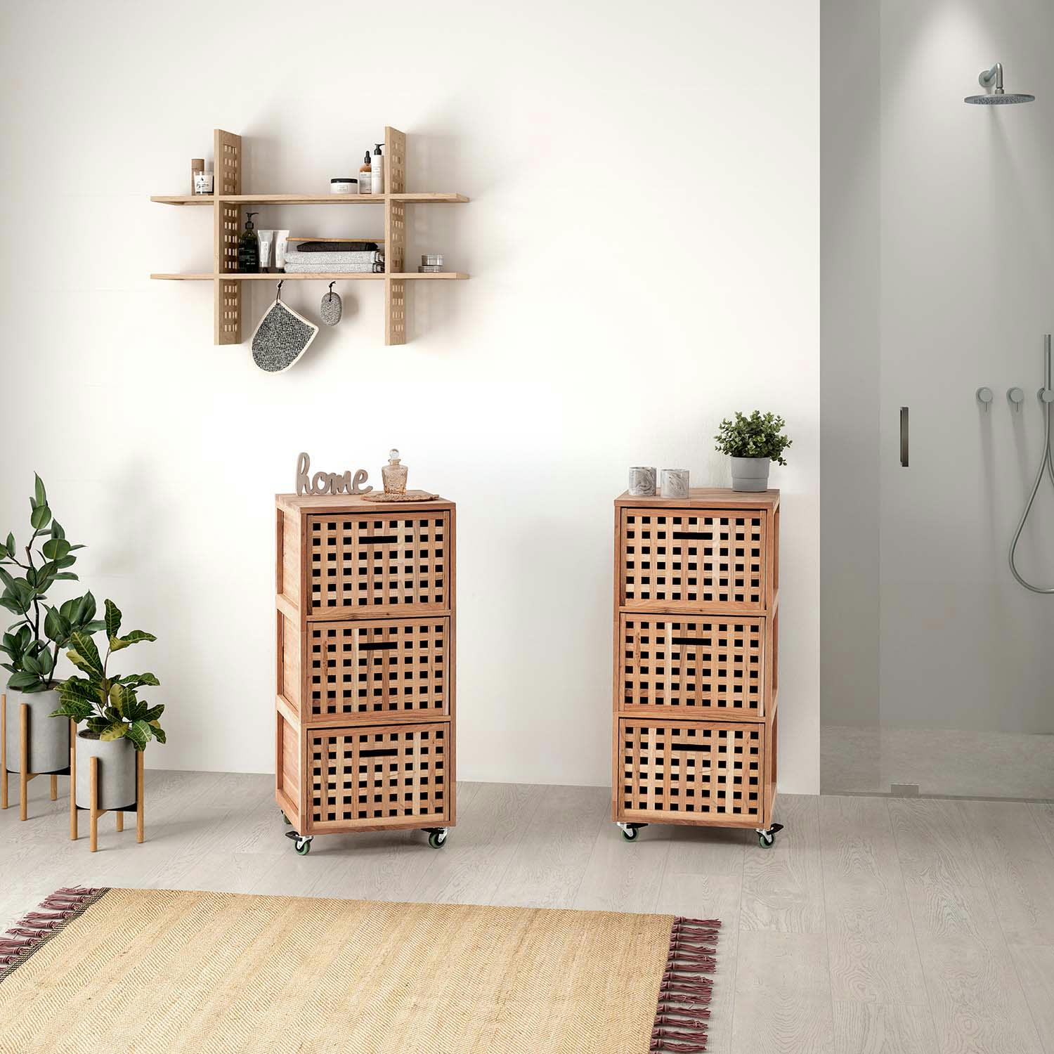 JAYA - Étagère en bois de noyer avec 6 compartiments