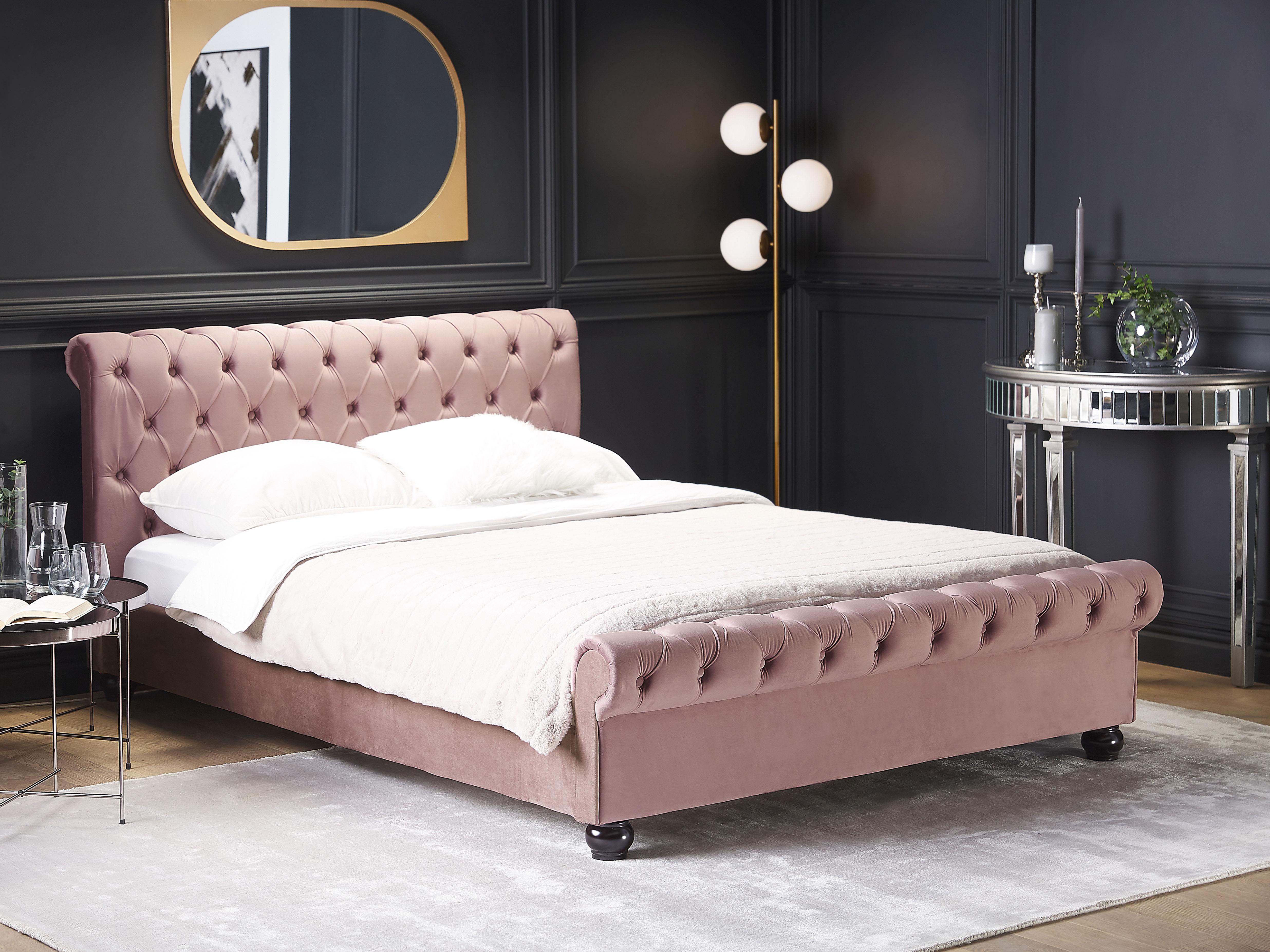Bed Velvet AVALLON 180 x 200 cm (EU Super King) Pink