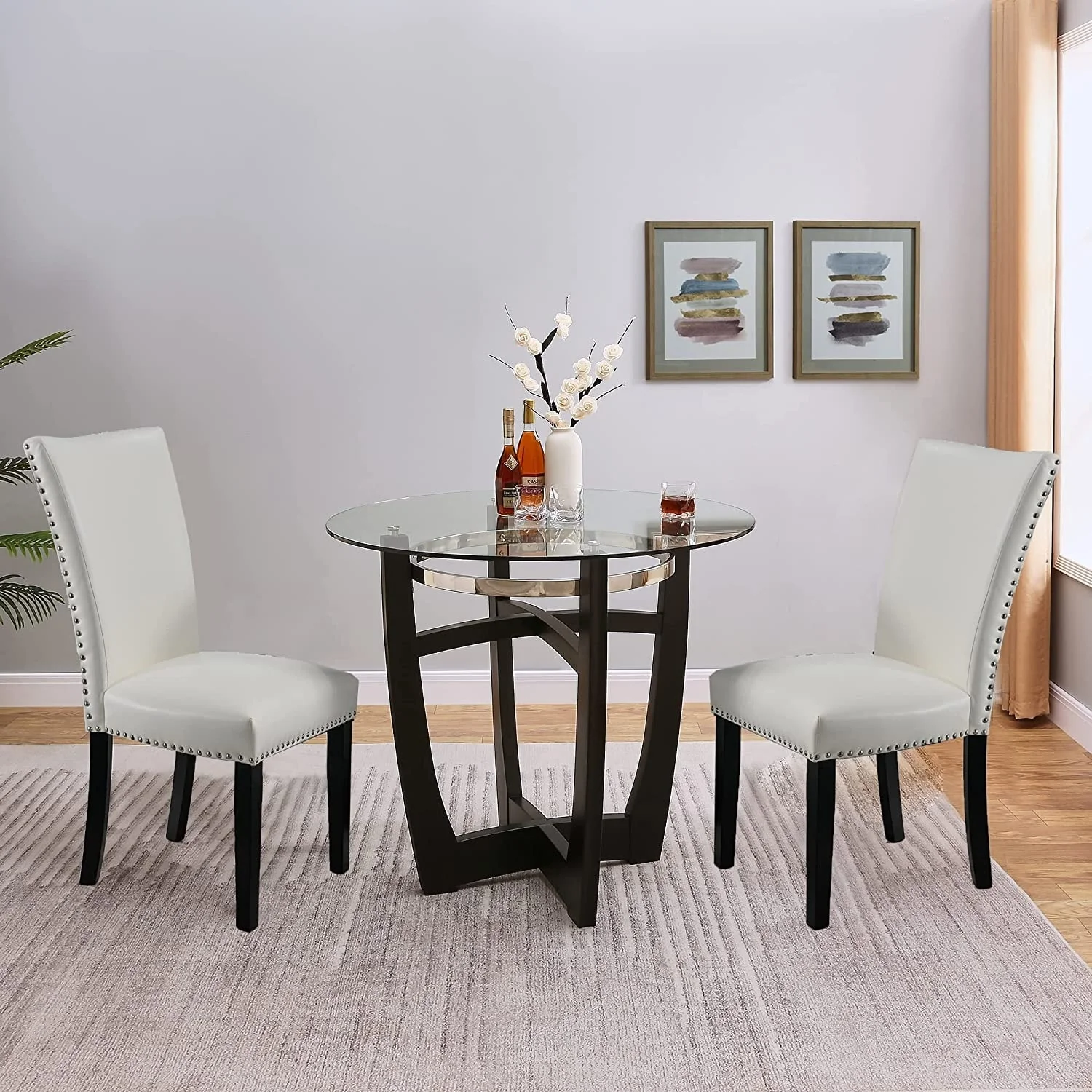 Chairs Faux Leather Dining Chairs Set of 2