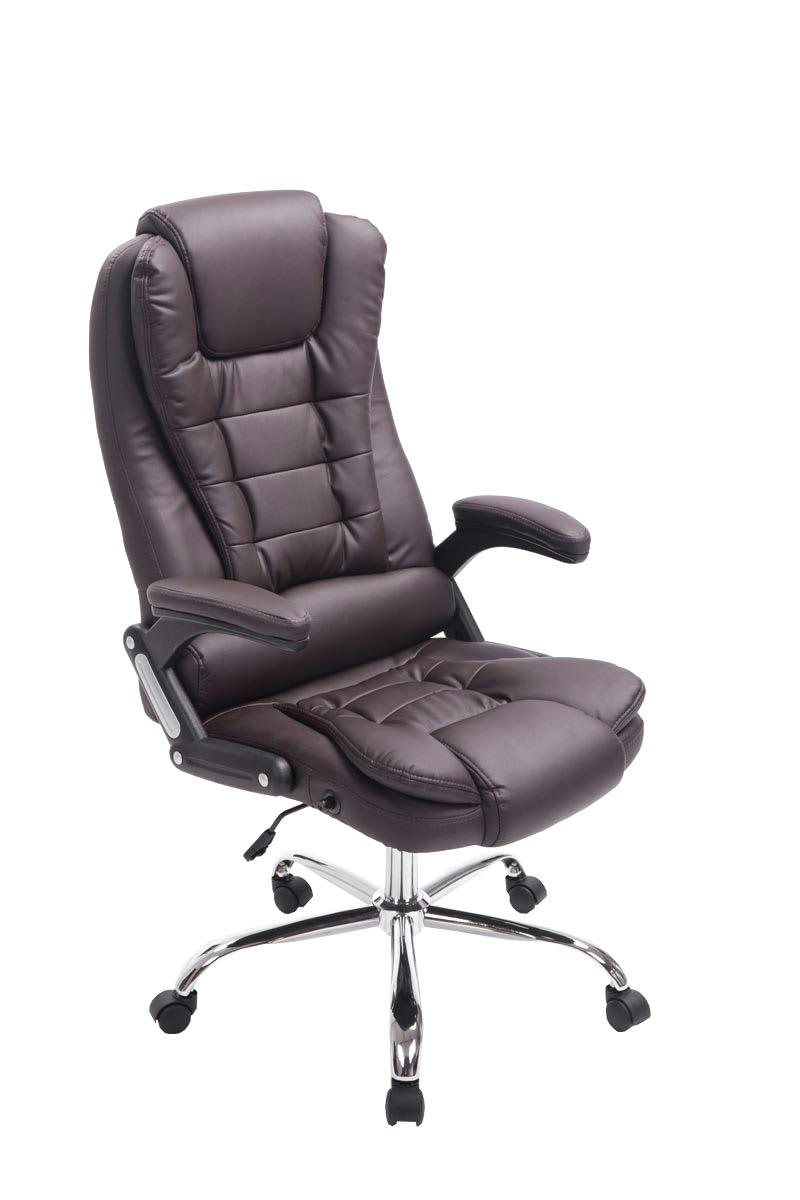 THOR - Chaise de bureau réglable pivotant en similicuir Marron