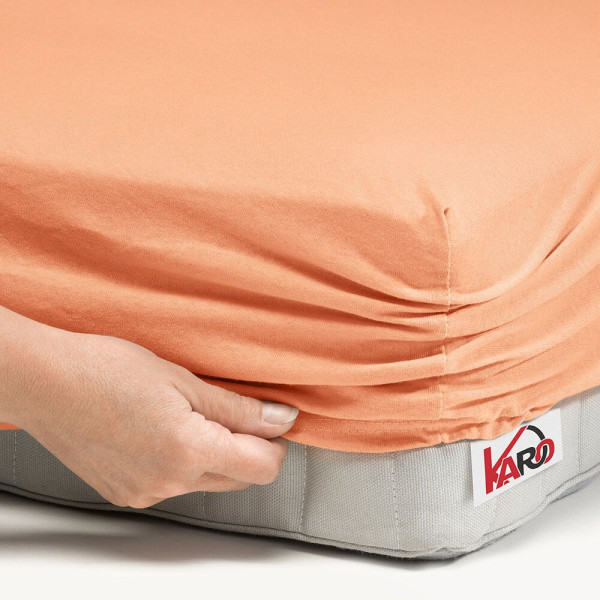 Prześcieradło jersey z gumką 140x200 morelowe 150g/m2 KARO