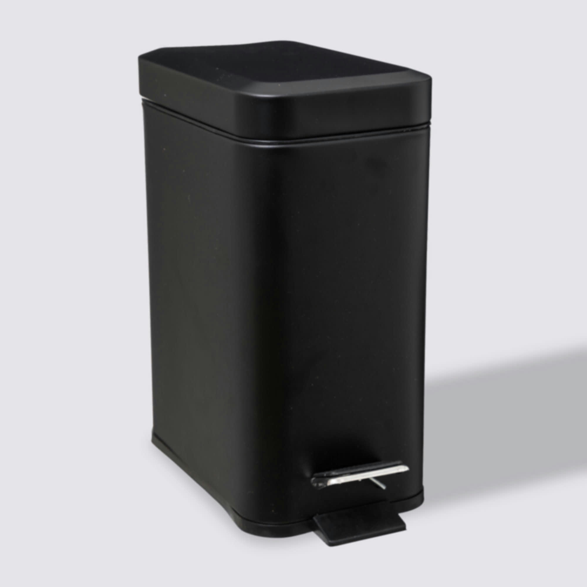 - Poubelle salle de bain métal noir rectangulaire - 5L