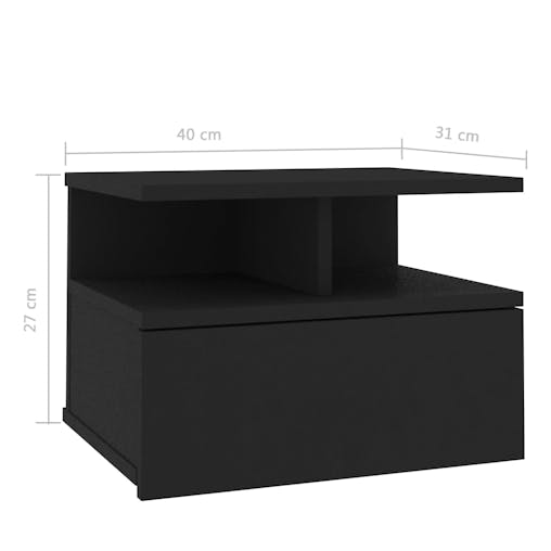 NNEVL Floating Nightstand Black 40x31x27 cm Chipboard