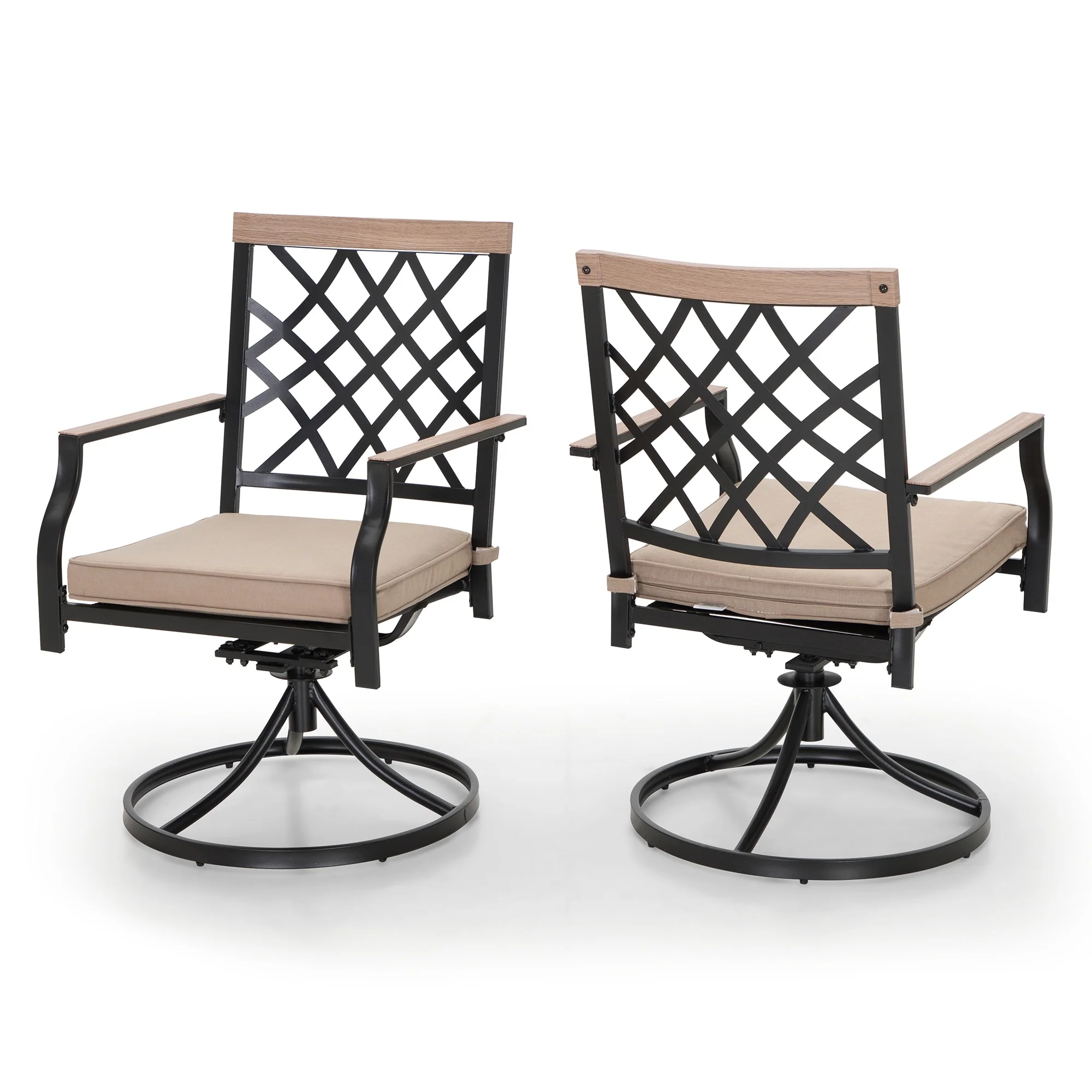 MAISON ARTS 9-Piece Patio Dining Set, 60 Inch Square Metal Table with 8 Swivel Dining Chairs