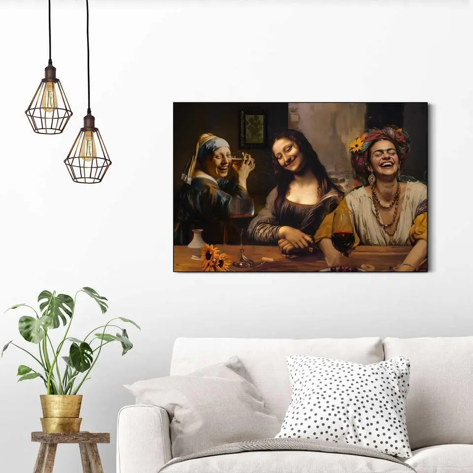 Schilderij Girls Night Out - 60 x 90 - Bruin