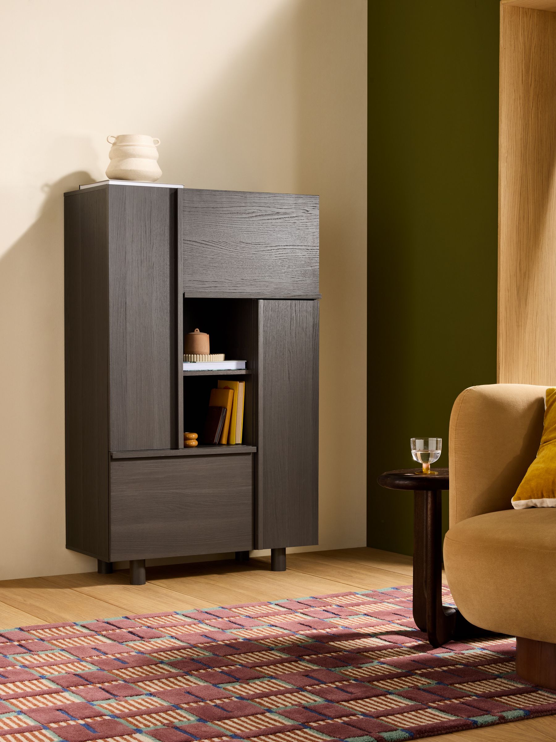Ascott Highboard in Dark Wood Effect