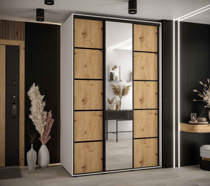 Szafa przesuwna 60 wysoka Davos 5 160 biały artisan czarny