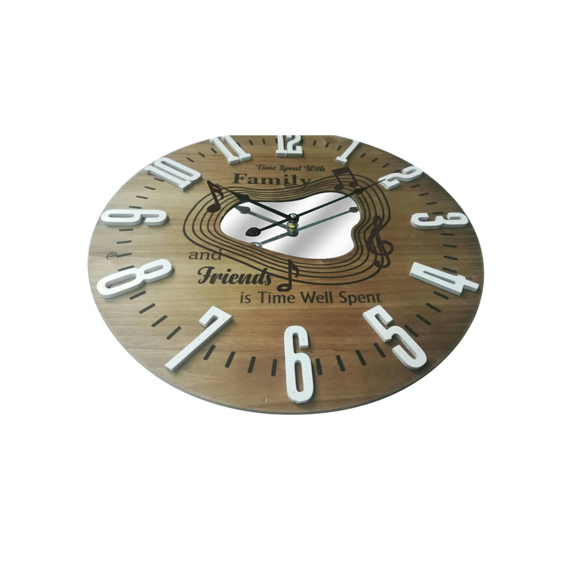 - Horloge murale à notes musicales effet bois blanc et marron ø 50 cm