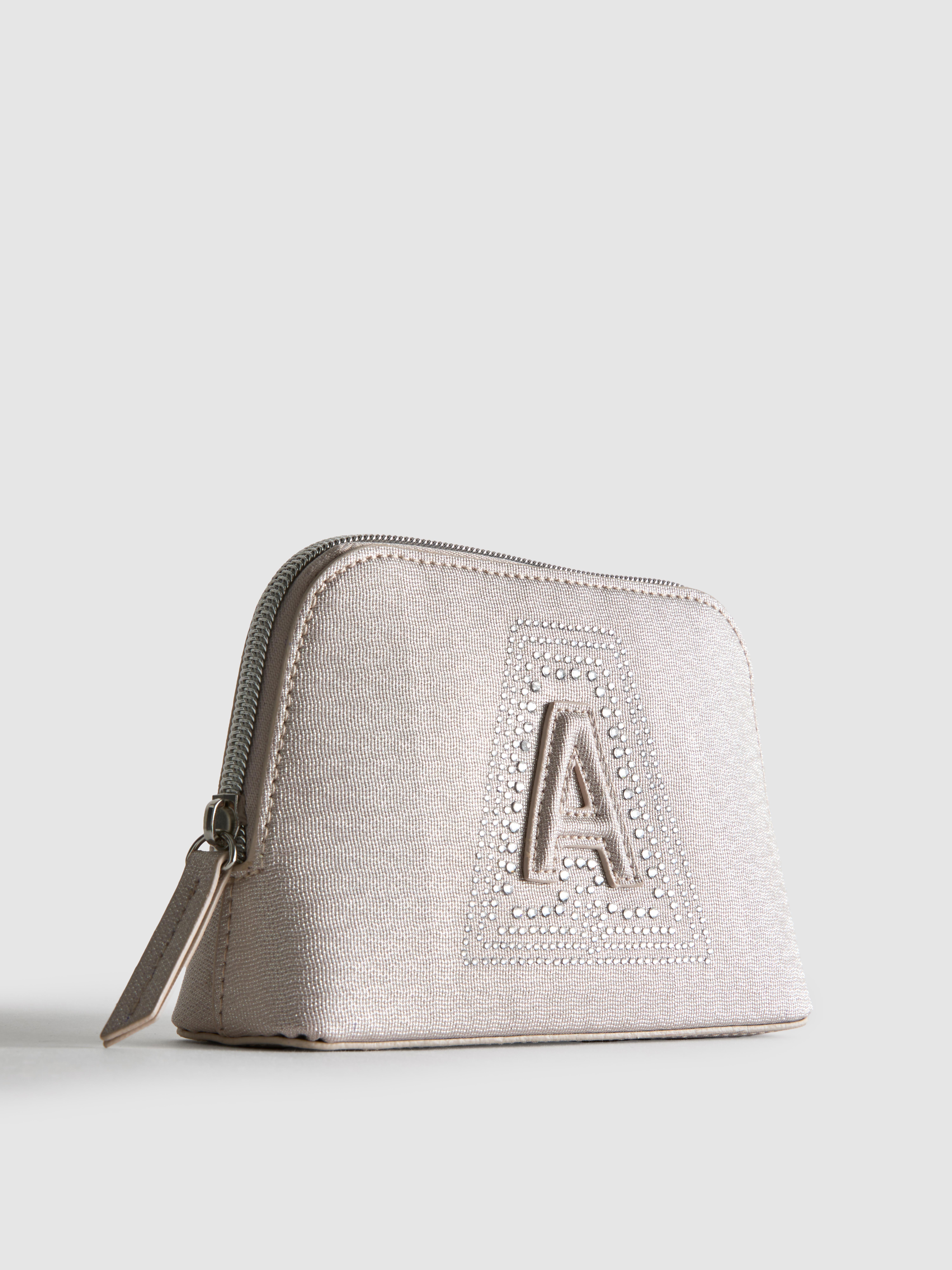 Rhinestone Initial Mini Makeup Bag