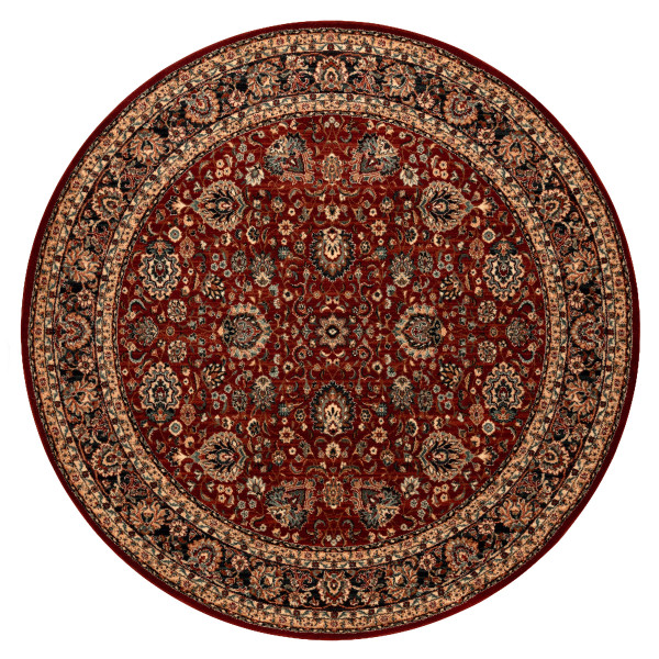 Dywan wełniany KASHQAI 4362 300 ornament bordo / czarny koło 160 cm