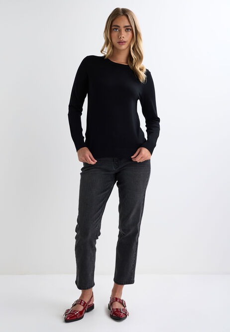 Womens Black Long Sleeve Jumper