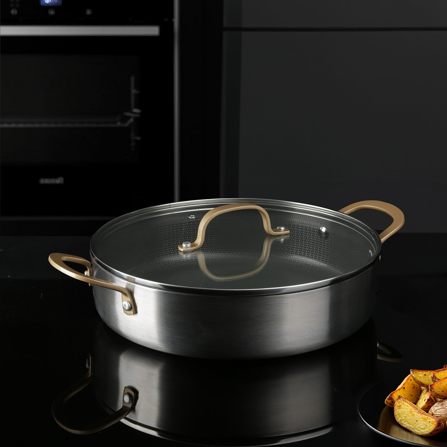 Tegame 24 cm triplo strato Tri Ply - Gold con coperchio