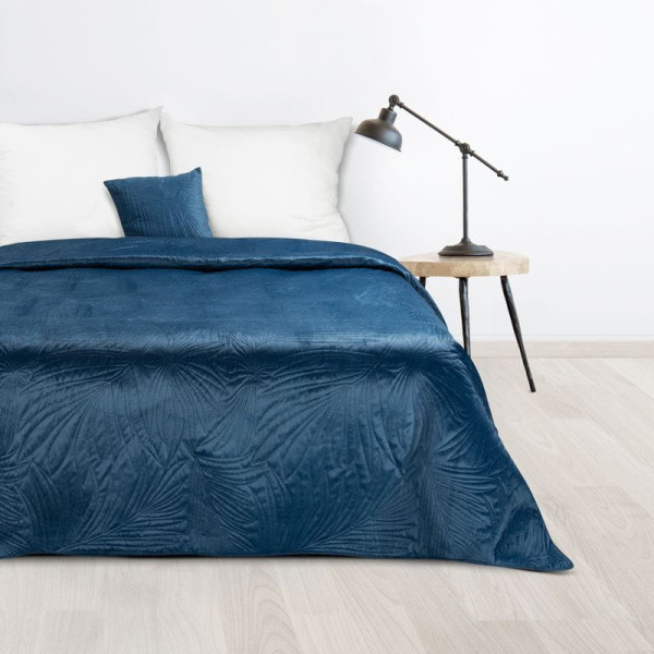 Narzuta na Łóżko Velvet Welur 170 x 210 cm Granatowa