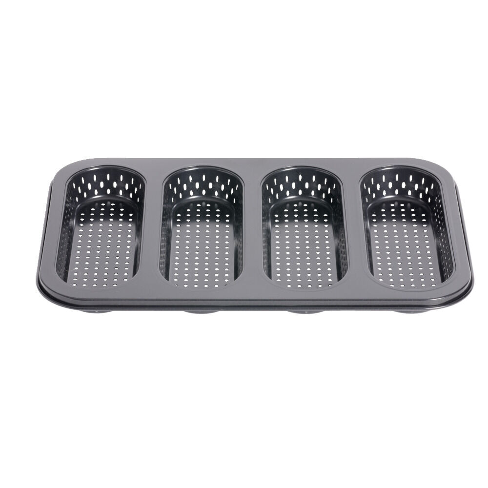 Moule à mini baguette perforé acier noir 33,6x22xH3cm