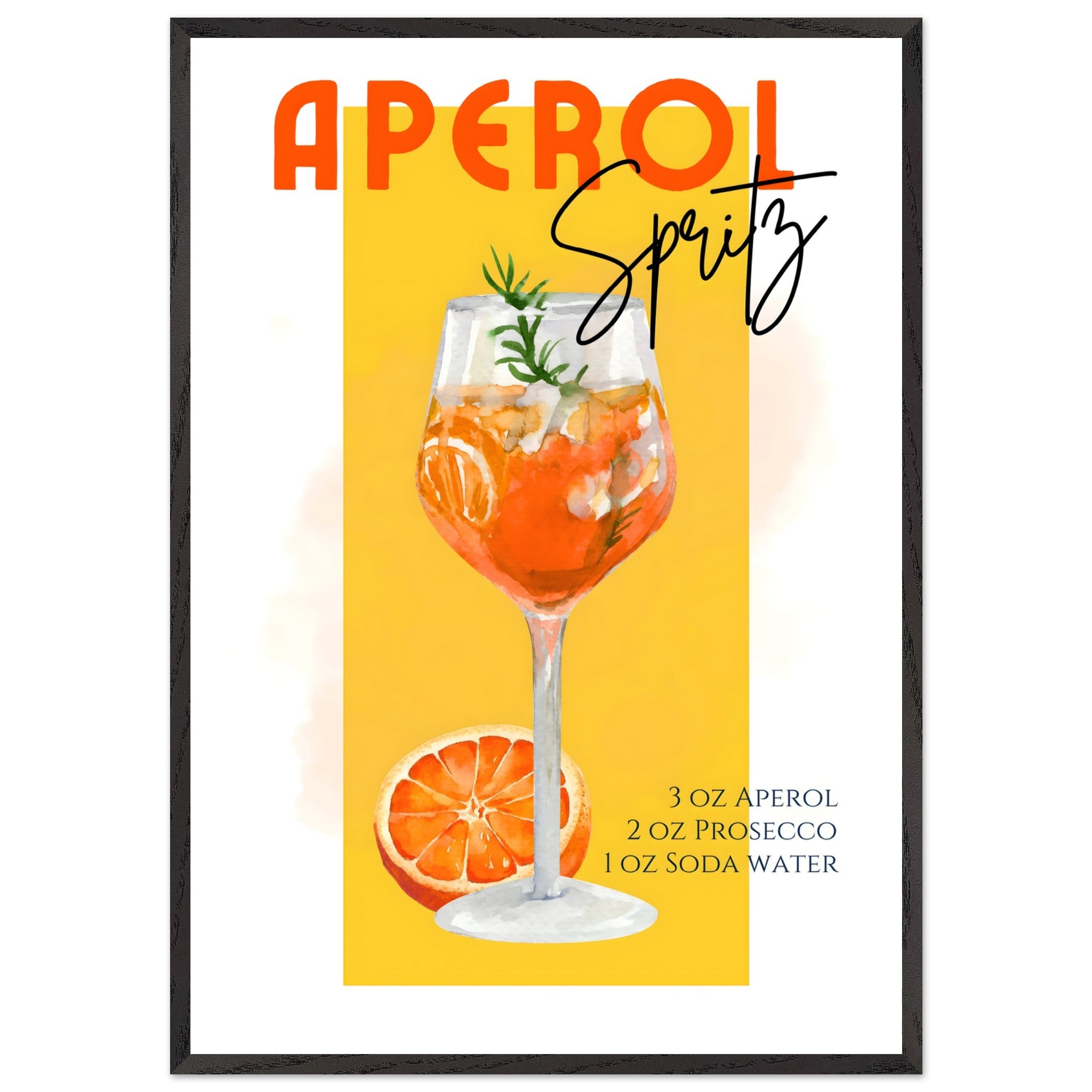 Artfulprints Poster met Lijst Aperol Spritz - Yellow  - 70x100 cm - Geel
