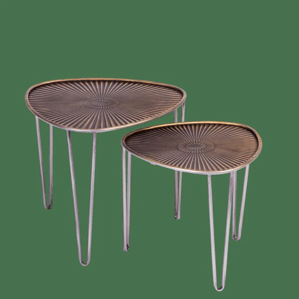 Tables D&rsquo;Appoint^CASA OVO Tables D&rsquo;appoint Set De 2 38X38X35CM/46.5X46.5X41CM Argent, Cuivre