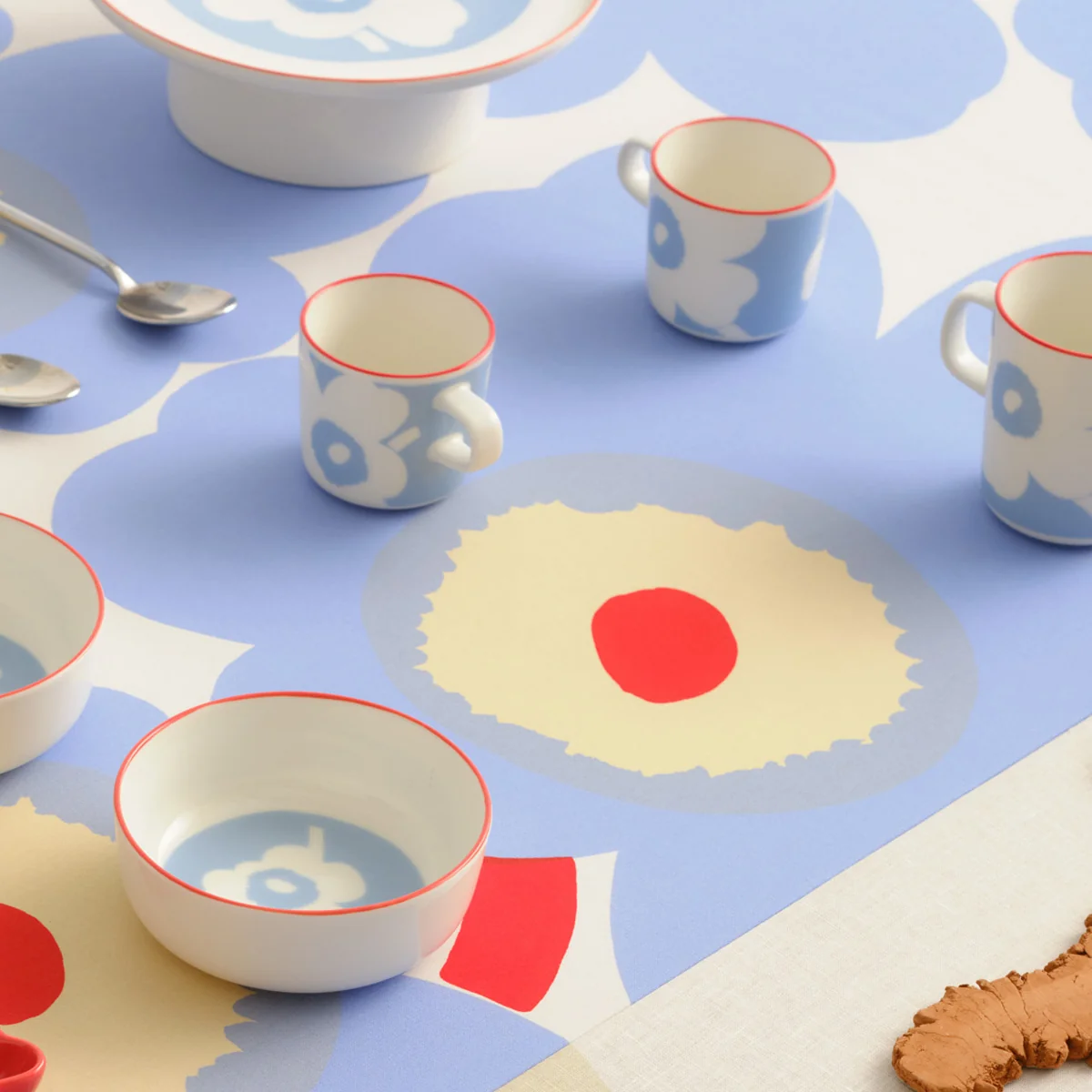 Marimekko - Oiva Juhla Unikko Kaffeetasse 200 ml, white / light blue / orange red