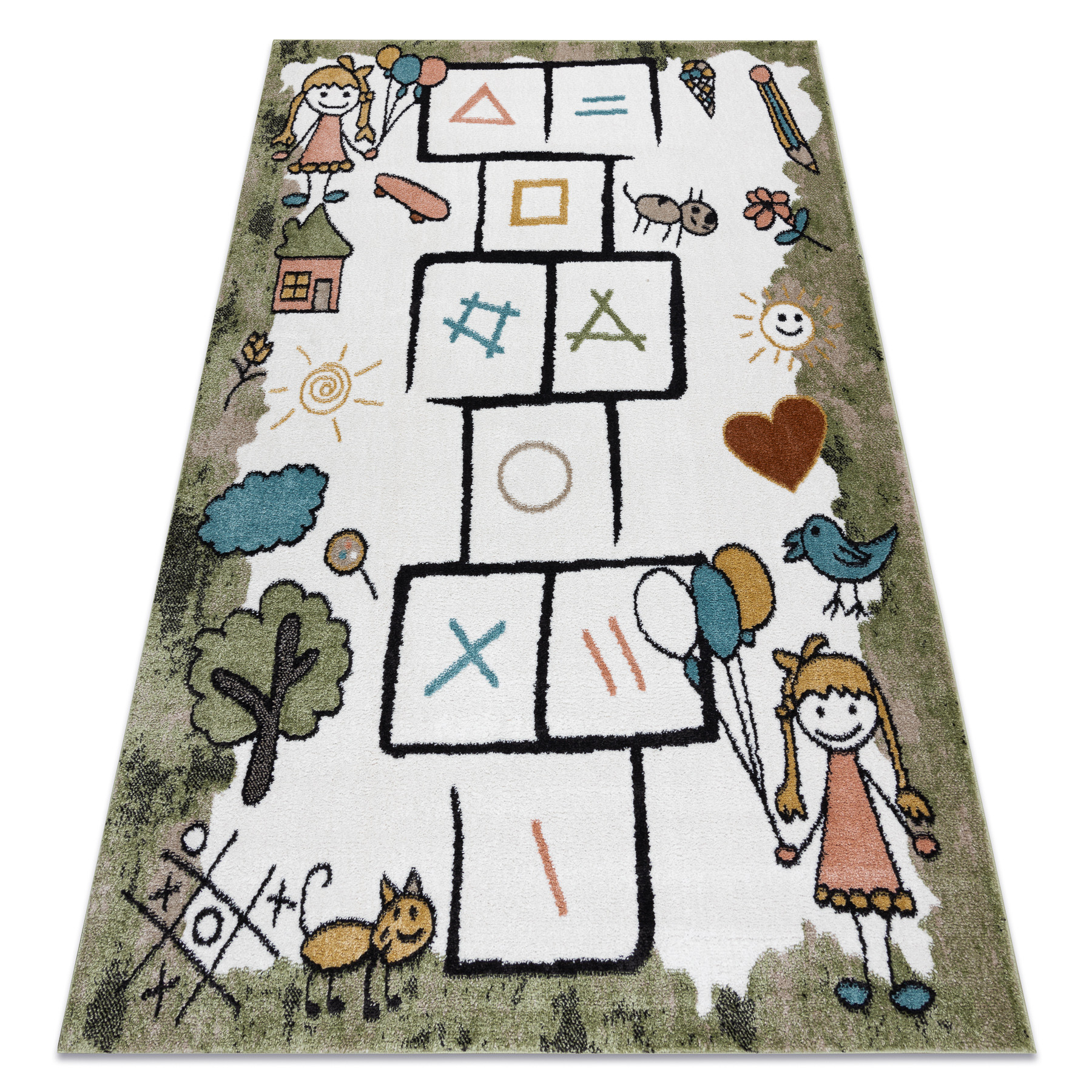 Dywan FUN Hop dla dzieci, Klasy, zwierzęta zielony 80x150 cm