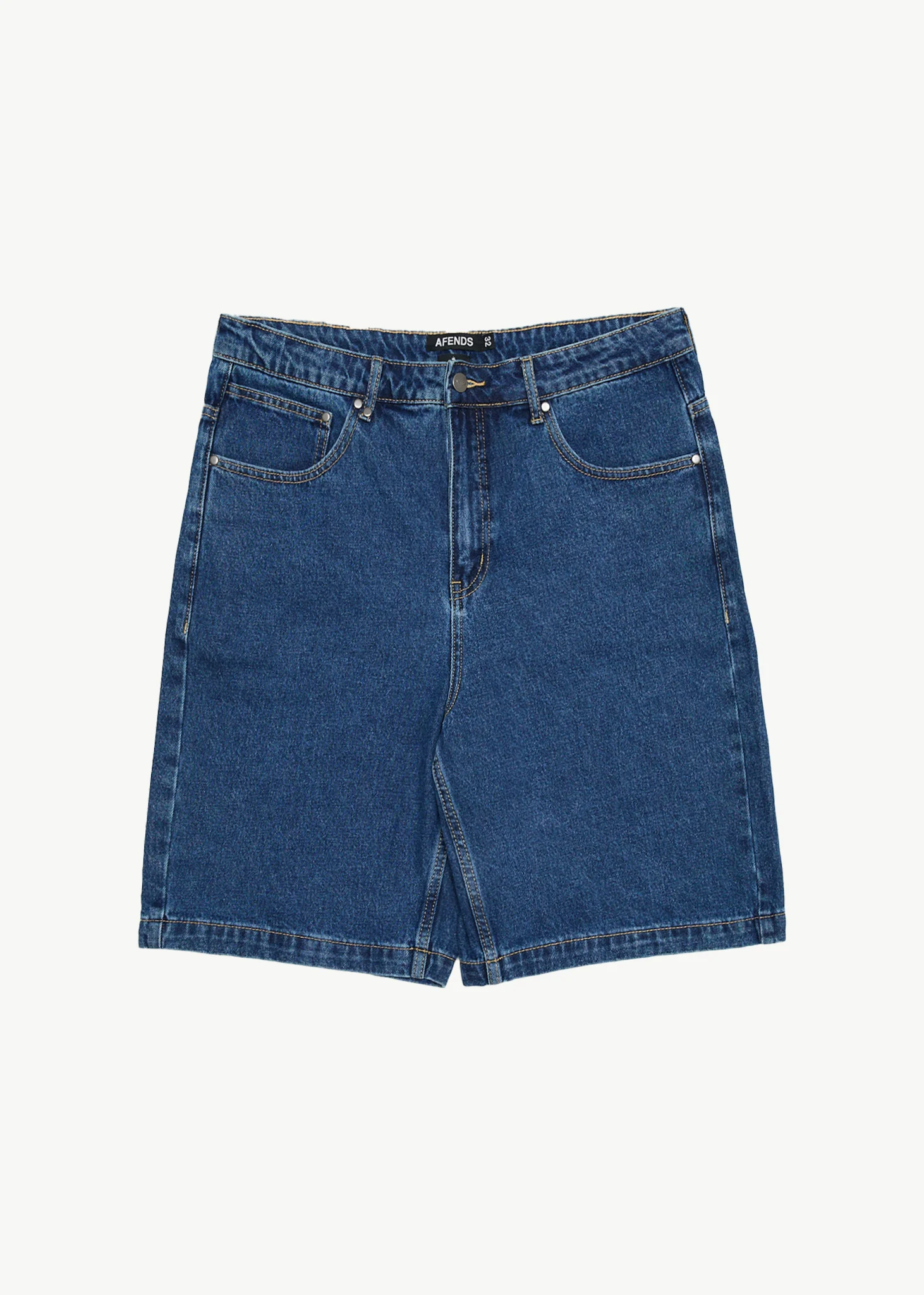 AFENDS Mens Lil C - Denim Baggy Short 22 - Authentic Blue