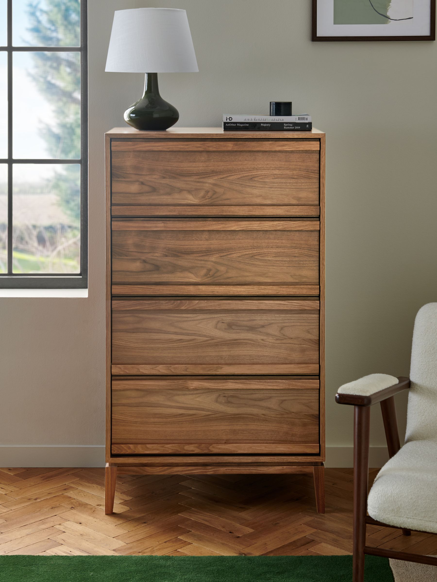 Brown 4 Drawer Tall Belgrave Walnut Chest of Drawers