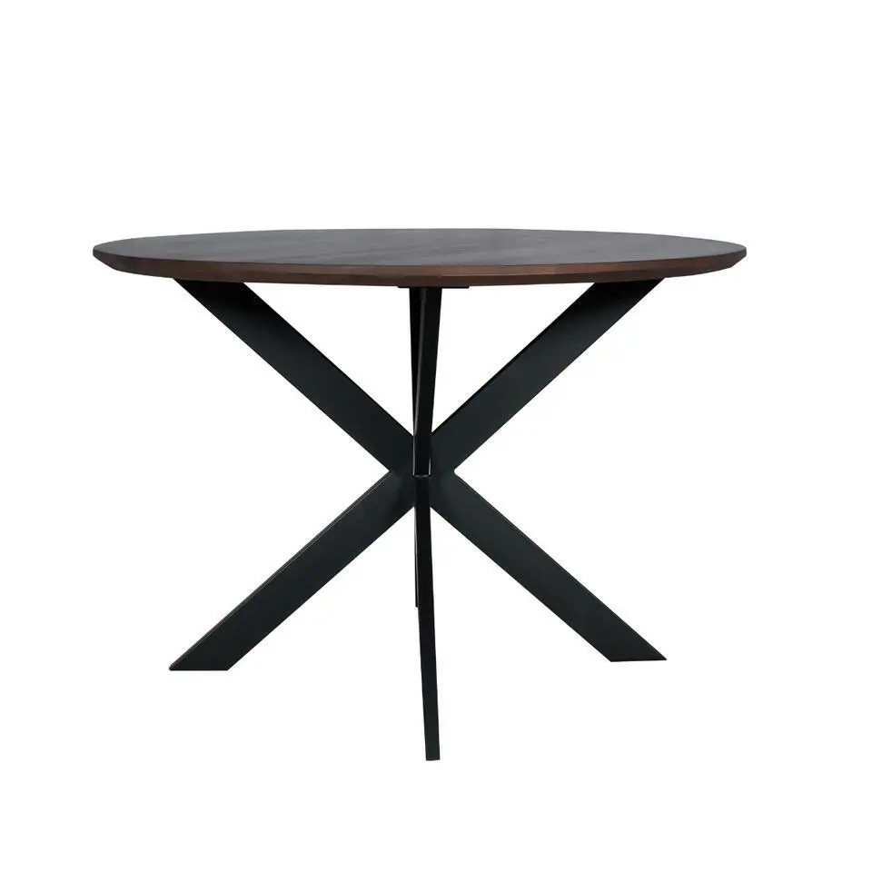 Eettafel Rond Walnoot/Zwart - 150x150x76cm - Madison